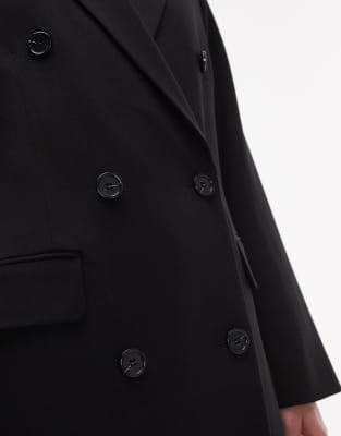 Arket Wool Mix Double Breasted Tailored Maxi Coat In Black