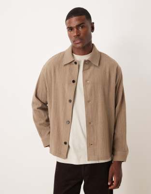 Arket Wool Over Shirt In Brown