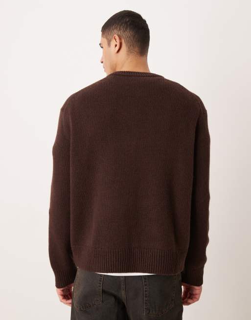 ARKET wool oversized jumper in dark brown, 3 of 5