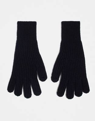 Arket wool rib gloves in dark navy blue