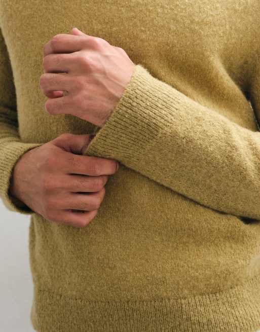 ARKET wool-rich boucle crew neck sweater in beige, 3 of 5