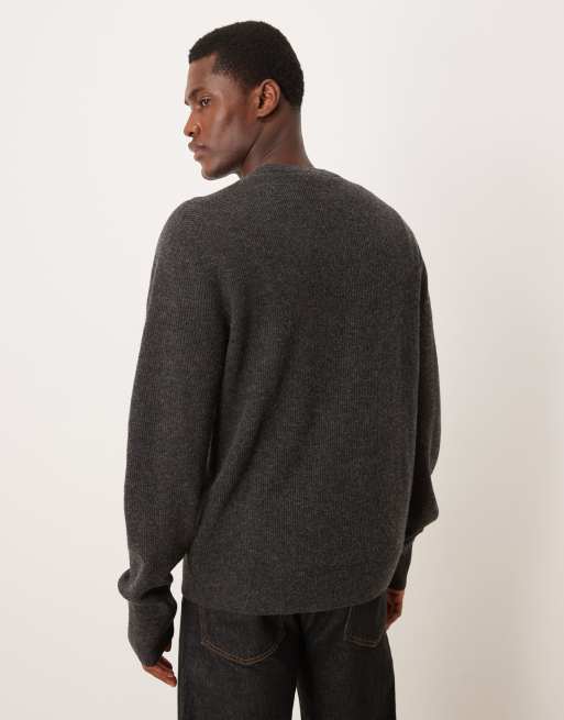 ARKET wool rich crew neck ribbed sweater with wrist gaiters and