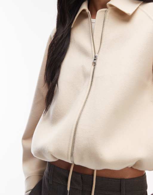 ARKET wool rich double blouson jacket in vanilla cream, 4 of 4
