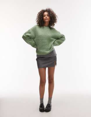 Arket Wool Rich Hairy Knit Sweater With Mohair In Green