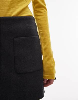 Arket Wool Rich Mini Skirt With Front Pockets In Gray