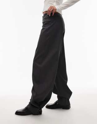 Arket Wool Rich Straight Fit Pants With Ankle Button Closure Detailing In Gray