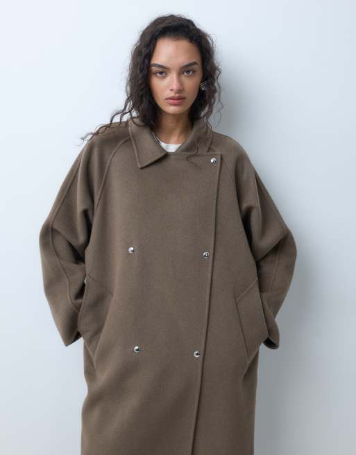 ARKET wool rich trench coat in dark brown , 2 of 5