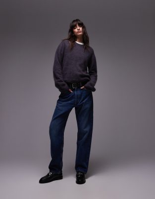 Arket Wool Supersoft Plush Knit Sweater With Crew Neck In Blue