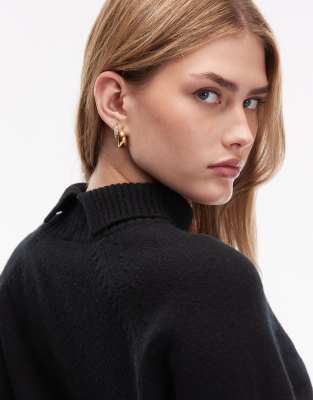 Arket Wool Sweater With High Neck And Deep Cuffs In Black