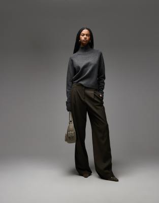 Arket Wool Sweater With High Neck And Deep Cuffs In Gray