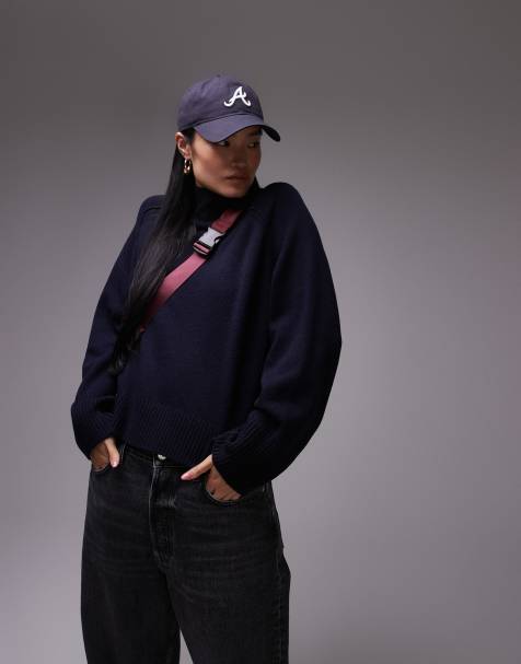 ARKET wool sweater with high neck and deep cuffs in navy blue - view 1