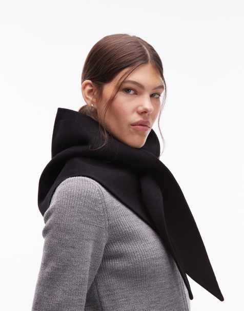 ARKET wool triangle double scarf in black - view 1