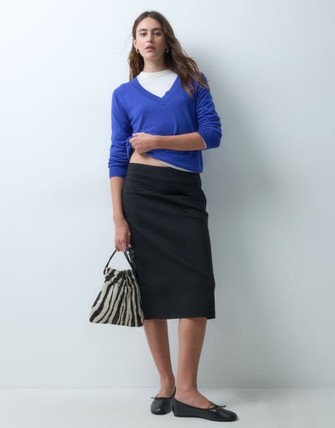 ARKET woven midi skirt in black - view 1