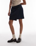 [Arket] ARKET wrap detail denim mini skirt in dark wash blue-Navy 34 Dark rinse