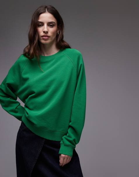 ARKET – Zielona bluza z okrągłym dekoltem z miękkiego materiału frotté - view 1