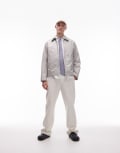 [Arket] ARKET zip front minimal workwear jacket with collar in mole-Neutral XS Mole