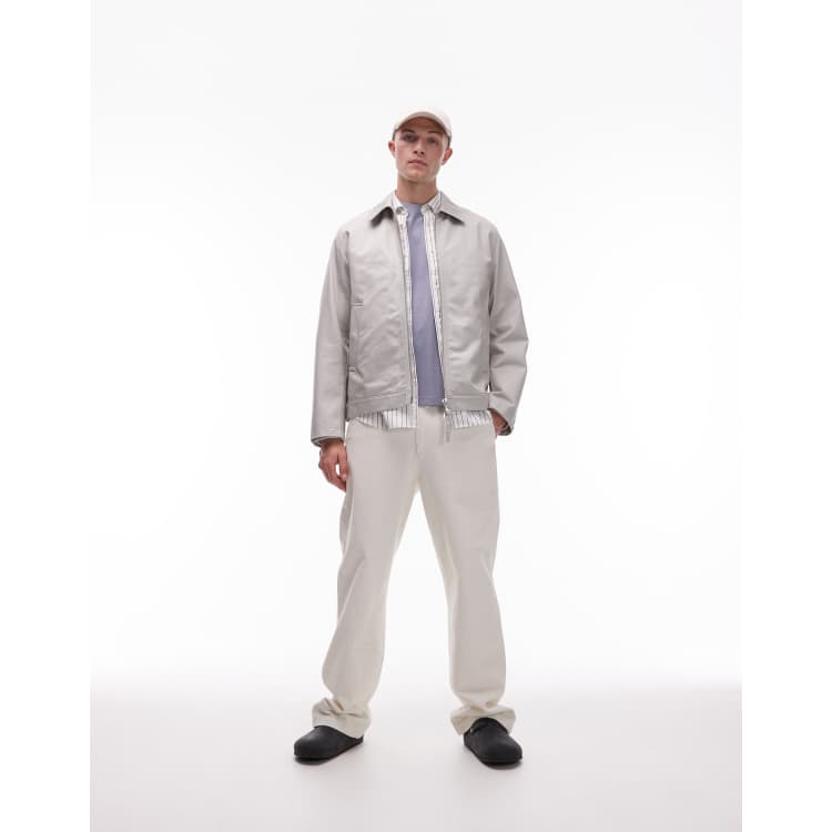 ARKET zip front minimalist workwear jacket with collar in