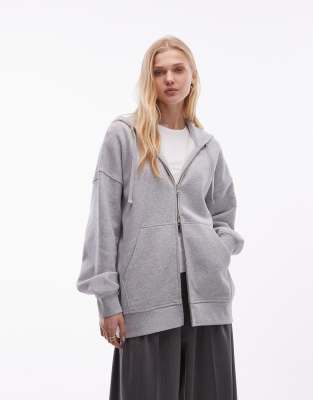 Arket Zip Up Heavyweight Hoodie In Blue