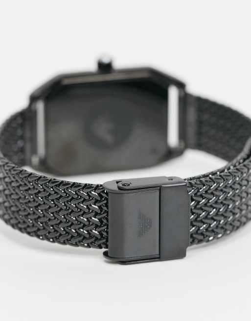 Armani black sale mesh watch