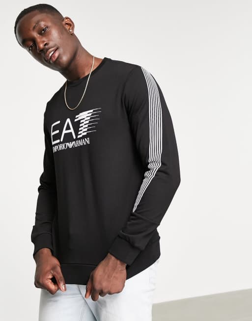 Armani EA7 7 lines crew neck sweat in black