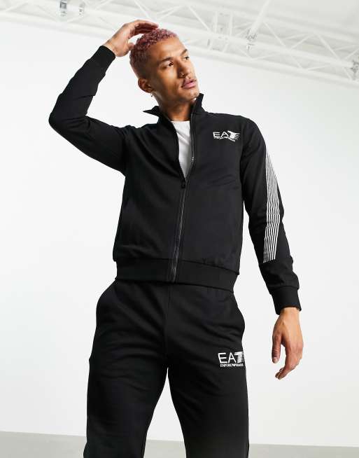 Armani EA7 7 lines french terry tracksuit in black