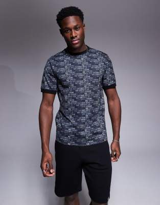 EA7 Armani EA7 all over logo t-shirt co-ord in black