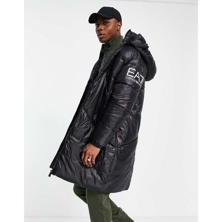 Armani EA7 arm logo parka jacket in black ASOS