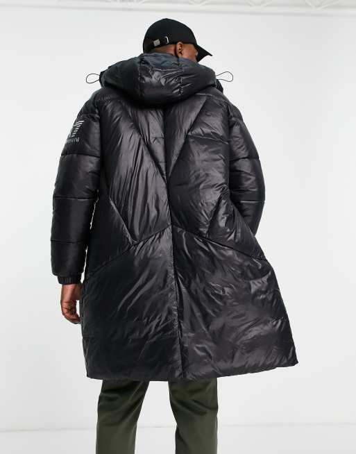 Armani EA7 arm logo parka jacket in black