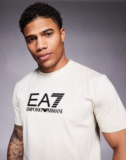 Armani - EA7 - Beige T-shirt med centralt logo - view 1