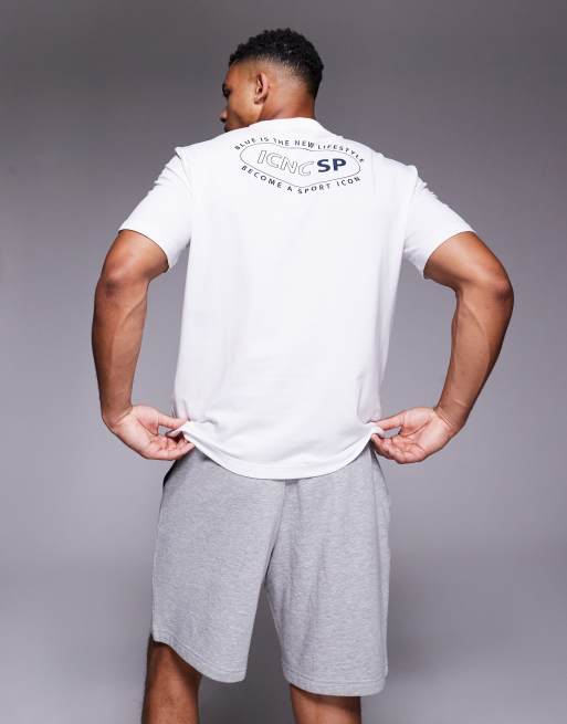 Armani – EA7 – Biały T-shirt ze sportowym nadrukiem na plecach, 4 z 4