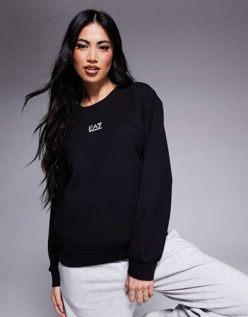 Armani EA7 center logo sweatshirt in black