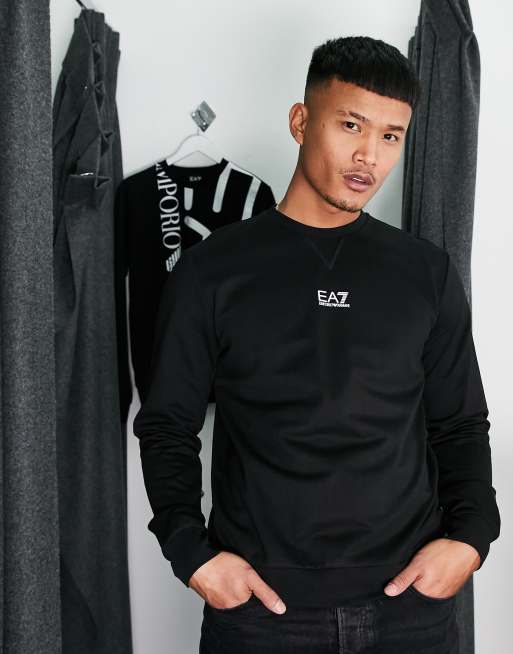 Armani EA7 center logo sweatshirt in black ASOS