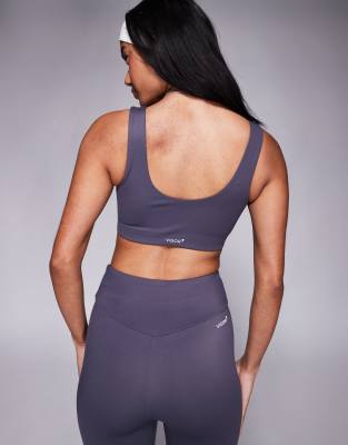 Shop Ea7 Armani  Central Logo Sports Bra In Gray