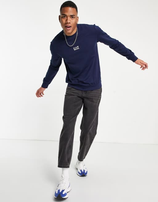 Armani EA7 central logo sweatshirt in navy ASOS