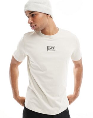 Armani EA7 centre box logo t-shirt in beige