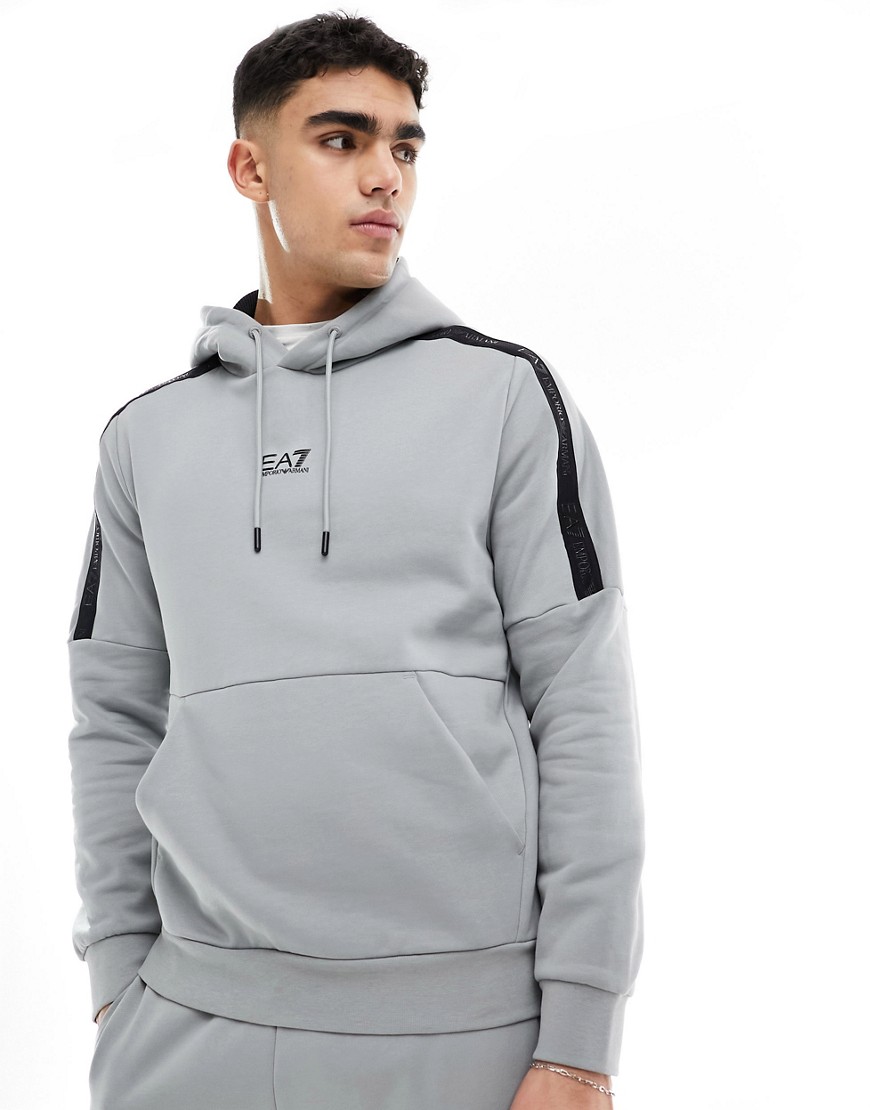 Armani EA7 centre logo contrast taping hoodie in grey co-ord