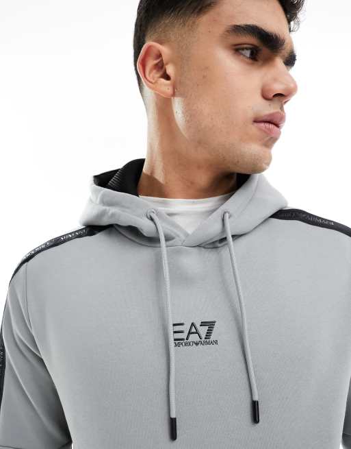 Armani EA7 centre logo contrast taping hoodie in grey co ord ASOS