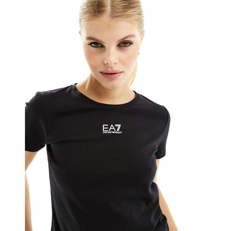 Armani EA7 centre logo t shirt in black ASOS