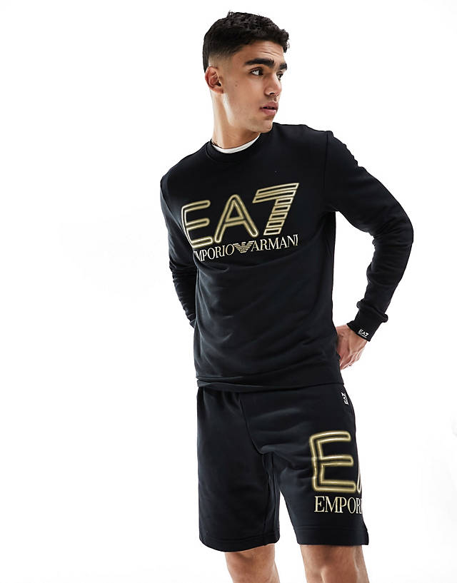 EA7 - armani  chest neon logo sweatshirt in black co-ord