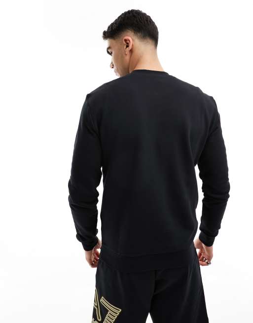 Armani EA7 chest neon logo sweatshirt in black co-ord, 4 of 4