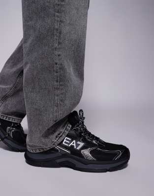 EA7 Armani EA7 chunky logo trainers in black and silver