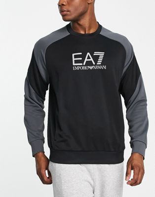 Armani EA7 colour block sweatshirt in black - ASOS Price Checker