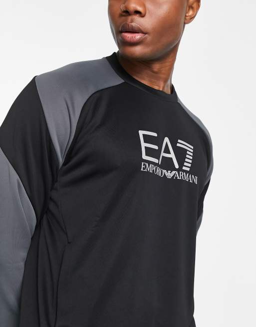 Armani EA7 colour block sweatshirt in black