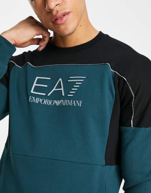 Armani EA7 colour block sweatshirt in blue