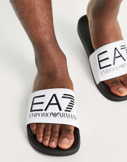 Ea7 best sale sliders white