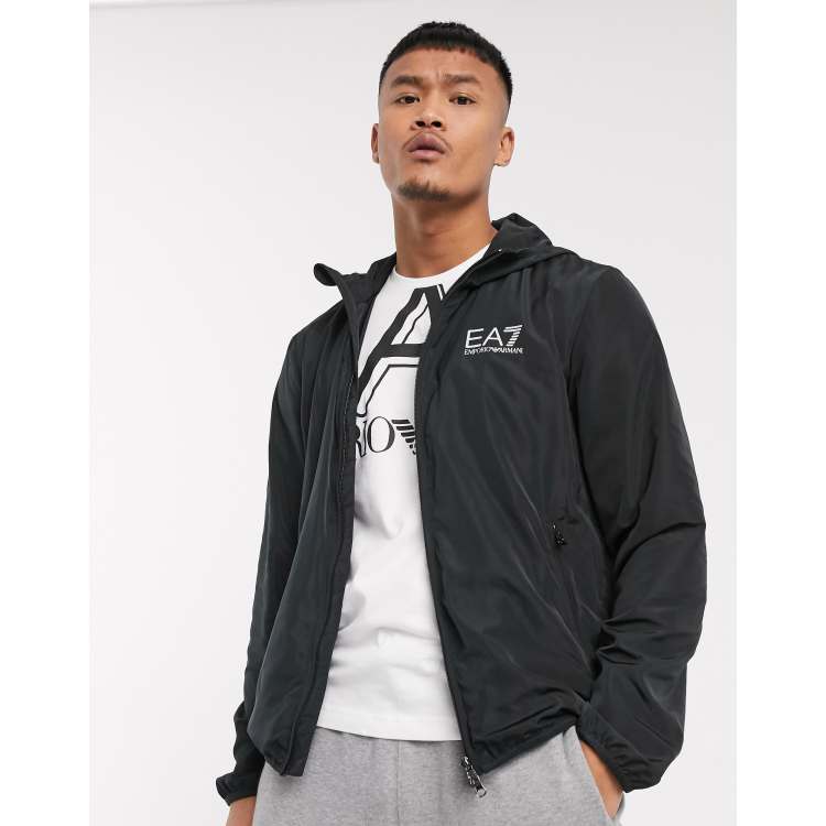 Armani EA7 Core ID hooded logo jacket in black