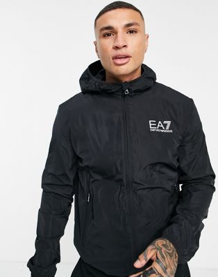 Armani EA7 Core ID hooded logo jacket in black