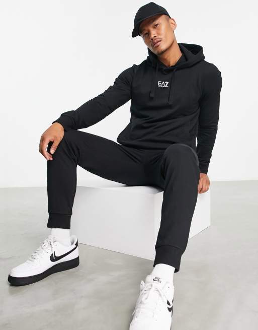 Armani EA7 core ID hooded tracksuit in black | ASOS