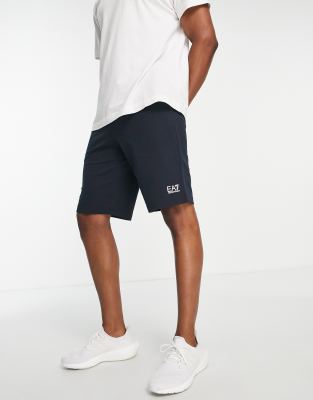 Ea7 Core Identity Cotton Bermuda Shorts In Navy