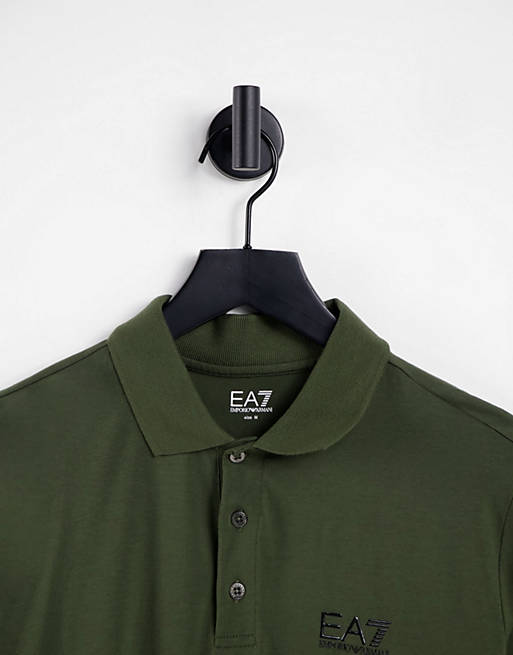 Men Armani EA7 Core ID logo polo shirt in khaki 